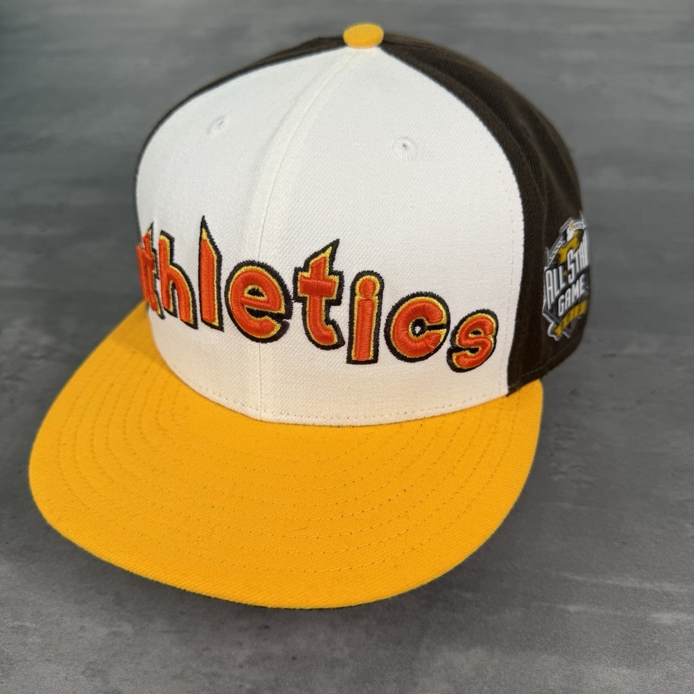 Oakland Athletics As Hat New Era Cap 7 7/8 Brown White Orange Yellow Spellout